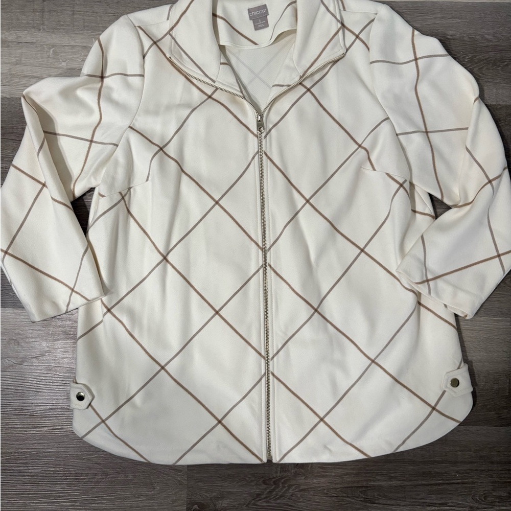 Chico's Cream and Brown Utility Jacket